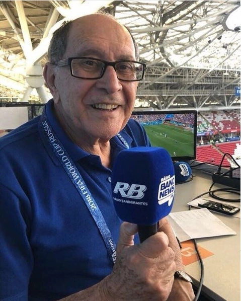 José Silvério na cobertura da Copa do Mundo da Rússia de 2018. (Foto: Reprodução - Instagram @radiobandeirantes)