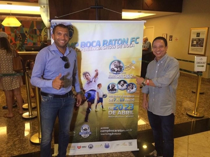 Carlos Batista e o ex-jogador Amoroso, em abril de 2017. Foto: arquivo pessoal