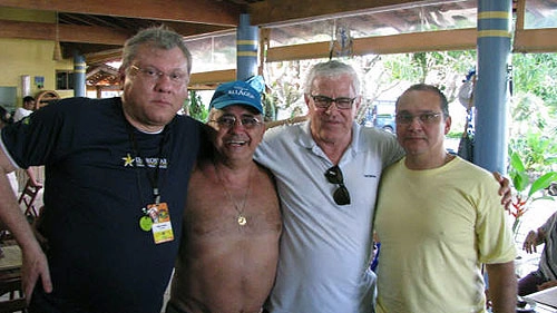 Milton Neves, Dr. Joaquim Higino, Athaides 1 (vice-pres. da FIEAM) e Américo Esteves 2 (vice-pres. da FIEAM).
