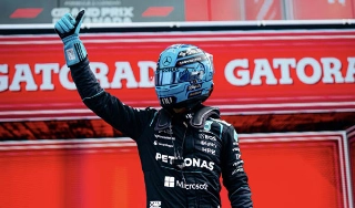 Brit&acirc;nico conseguiu sua volta mais r&aacute;pida na &uacute;ltima tentativa. Foto: Mercedes-AMG Petronas F1 Team