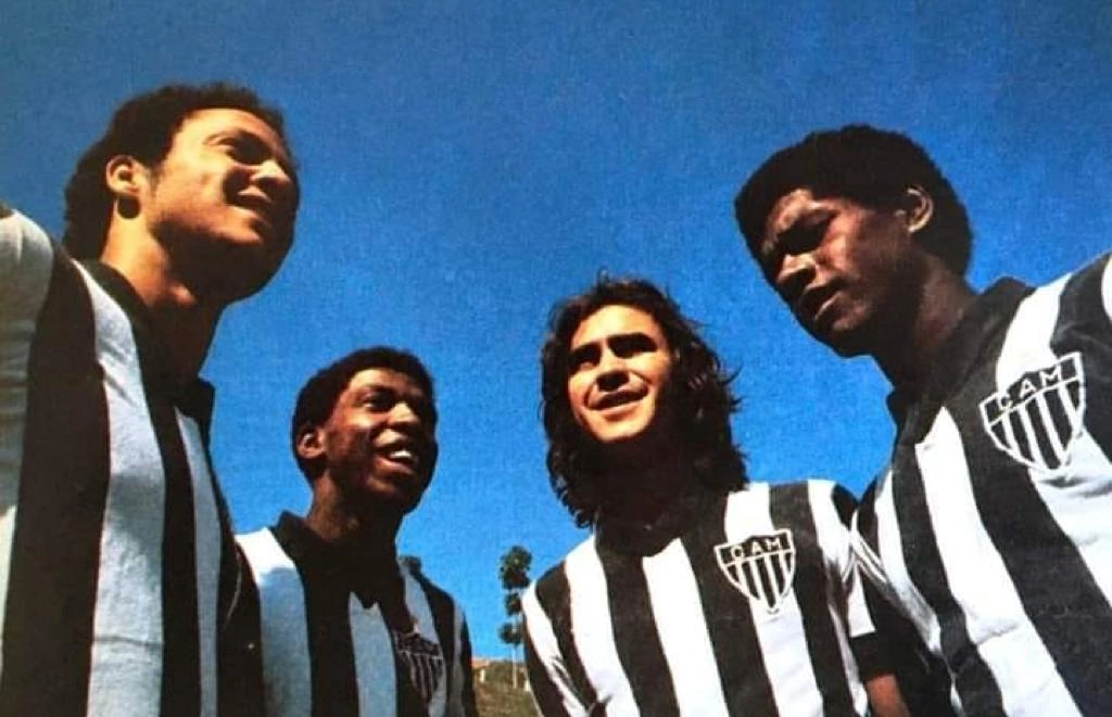 Craques do Galo posando na década de 70. Reinaldo, Paulo Isidoro, Marcelo Oliveira e Marinho. Foto: Divulgação