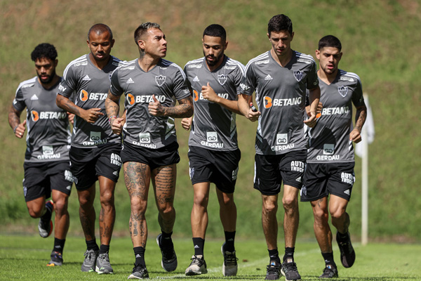 Jogadores do Atlético durante atividade na Cidade do Galo. Foto: Divulgação/CAM
