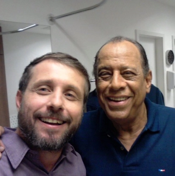 Vitor Guedes e Carlos Alberto Torres em janeiro de 2016, no SporTV
