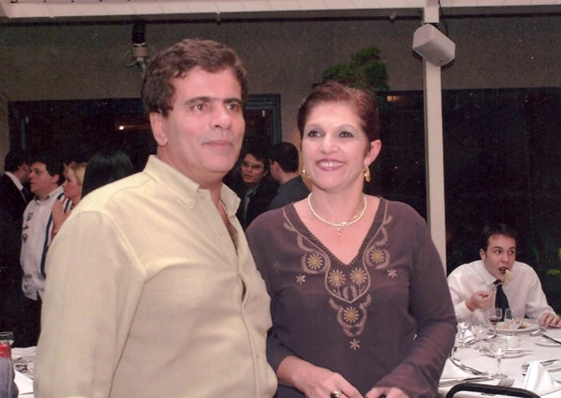 Durante festa da Record, Wagner Montes e Lenice Chame Magnoni Neves