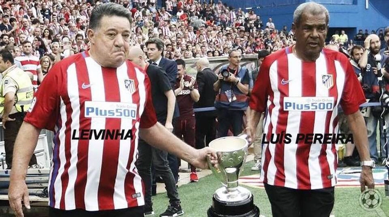 Leivinha e Luís Pereira em homenagem ao Atlético de Madrid. Foto: Reprodução/Facebook