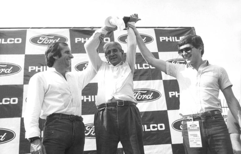 Em 1983. Emerson Fittipaldi, Chico Landi e Ayrton Senna. Uma pena os três não terem corrido na mesma época... Foto: Divulgação