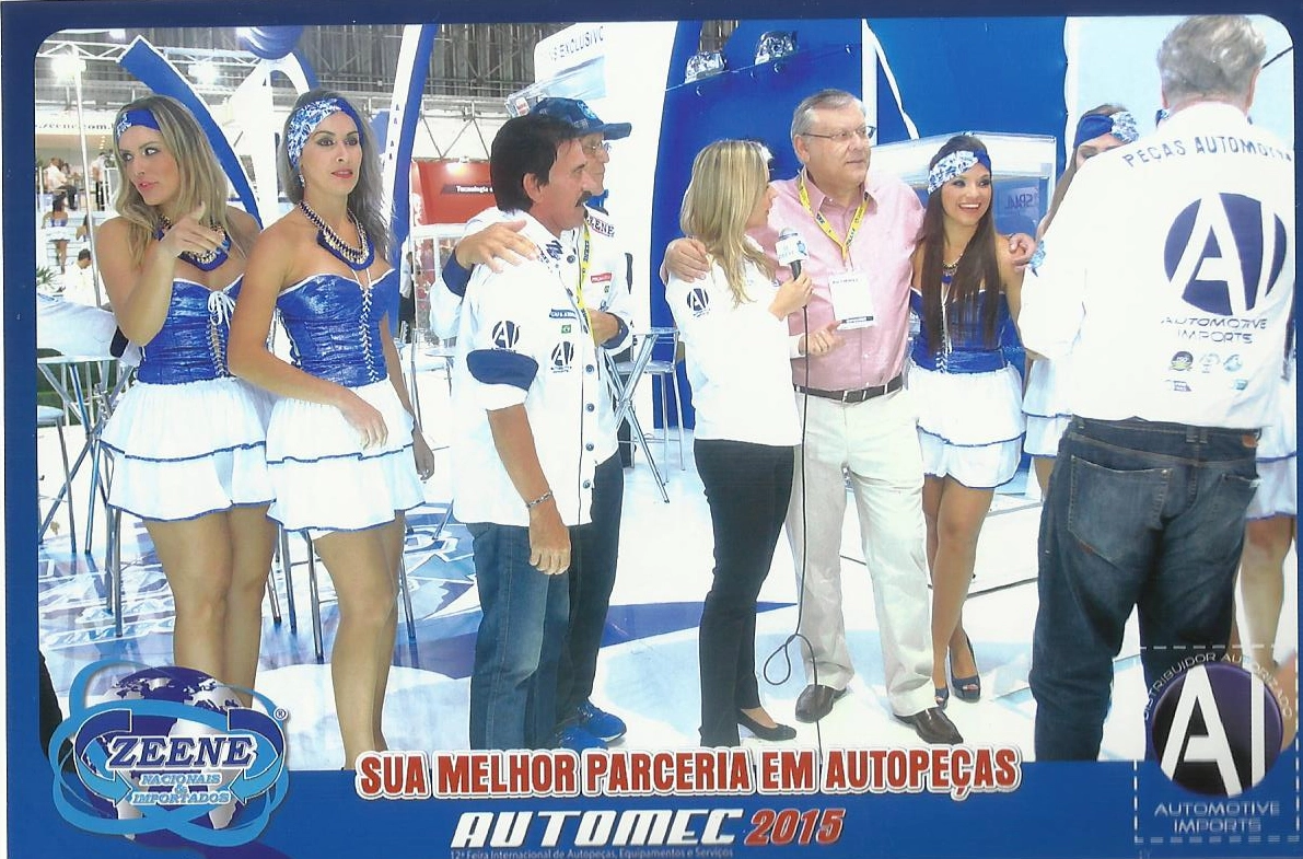 Zenon e Ademir da Guia estiveram com Milton Neves no stand da Zeene durante a Automec/2015 no Anhembi, em 7 de abril de 2015
