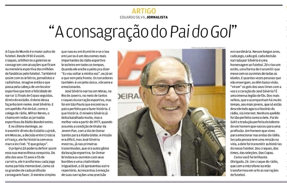 Em matéria publicada em revista no mês de julho de 2018. Foto: Reprodução