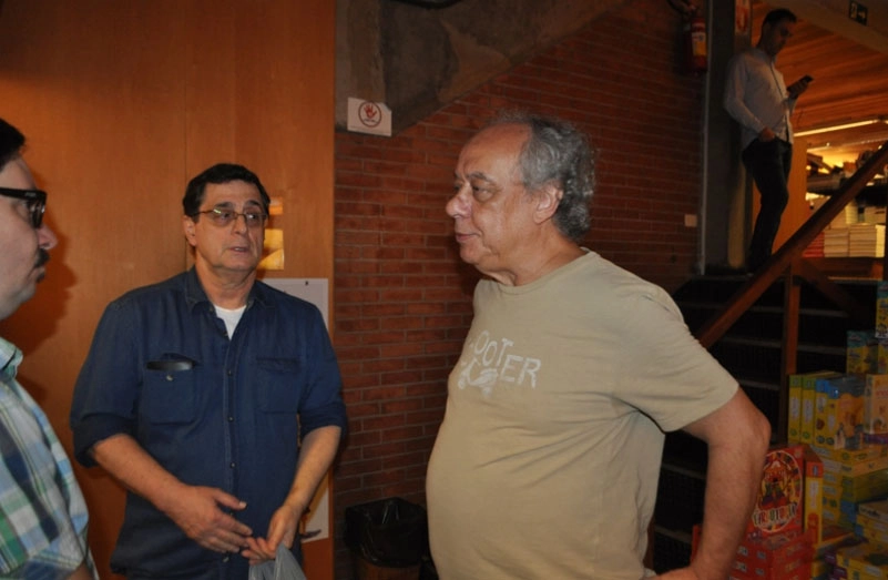 Antero Greco e José Trajano em 27 de março de 2018, na noite de lançamento do livro 
