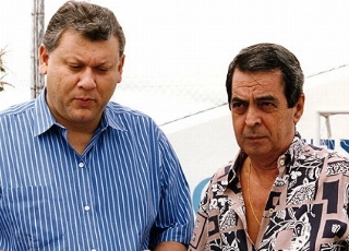Milton Neves e Benedito em Muzambinho na d&eacute;cada de 90. Foto: Portal Terceiro Tempo