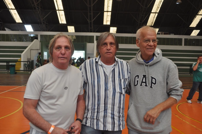 Pedrinho Pasca, Écio Pasca e Ademir da Guia. Os três se reencontraram na festa do Palmeiras em 29 de setembro de 2012, no CT da Barra Funda. Foto: Marcos Júnior/Portal TT