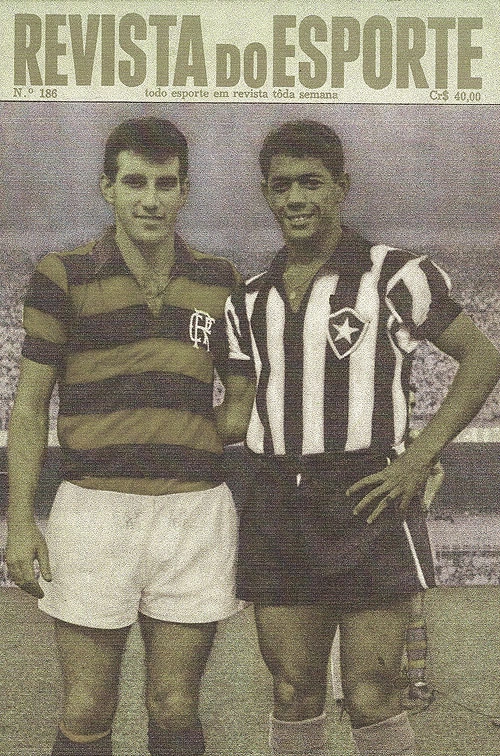 Gérson, à esquerda, e Amarildo, à direita, na contra-capa da Revista do Esporte, de 29 de setembro de 1962.