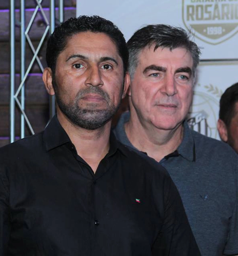 Claudiomiro e Zetti, em 20 de outubro de 2018, na comemoração dos 20 anos do título do Santos na Copa Conmebol de 1998