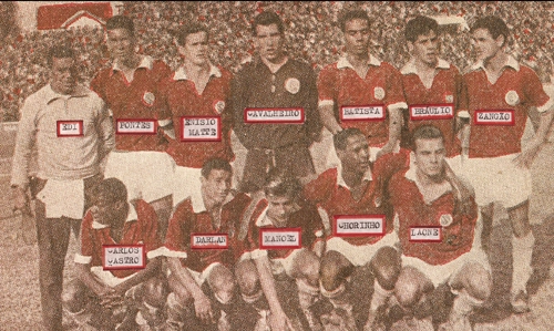 Este Internacional conquistou em 1964 o campeonato gaúcho de juniores sem perder uma partida sequer. Em pé estão Edi, Pontes, Enisio, Cavalheiro, Batista, Bráulio e Zangão; agachados vemos Carlos Castro, Darlan, Manoel, Chorinho e Laone