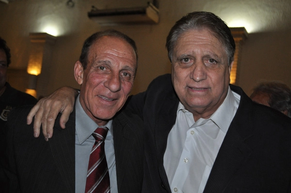 Alfredo Mostarda e Marinho Peres na festa que o Palmeiras promoveu para seus ex-jogadores em 20 de setembro de 2013, no Espaço Armazém, na Vila Leopoldina, zona oeste de São Paulo. Foto: Marcos Júnior/Portal TT