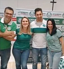 Mauro Beting e o ex-goleiro S&eacute;rgio, no anivers&aacute;rio de 101 do Palmeiras. Foto: reprodu&ccedil;&atilde;o