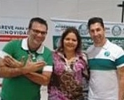 Mauro Beting e o ex-goleiro S&eacute;rgio, no anivers&aacute;rio de 101 do Palmeiras. Foto: reprodu&ccedil;&atilde;o