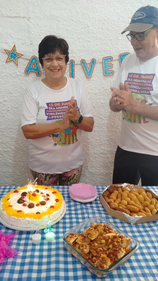 Walda comemorando seu aniversário ao lado do marido Ita em 28 de julho de 2018. Foto: arquivo pessoal de Walda Vieira da Silva