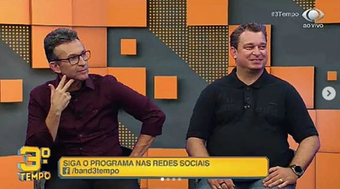 Neto e Jameli durante o 3º Tempo da Band em 30 de junho de 2019 