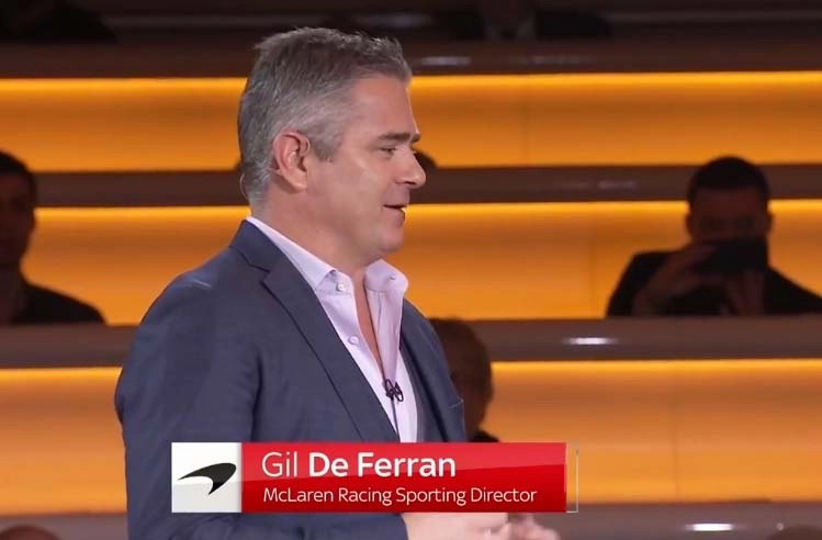 Em 14 de fevereiro de 2019, Gil de Ferran durante a apresentação do MCL34, carro da McLaren para a temporada de 2019 da F1. Foto: Reprodução/YouTube
