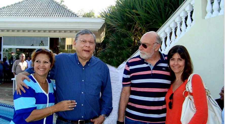 Lenice, Milton Neves, José Carlos Carboni e sua esposa Laís na tarde de 13 de agosto de 2011, na casa de Milton, comemorando seus 60 anos de idade. Foto: Marcos Júnior Micheletti/Portal Terceiro Tempo