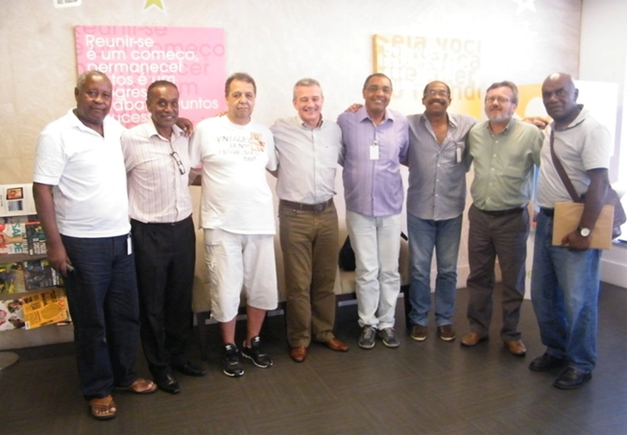 Da esquerda para a direita; Zé Roberto, Helinho, Tião, Wilson Borges, Basílio, Gilberto Sorriso, pessoa não identificada e Deodoro