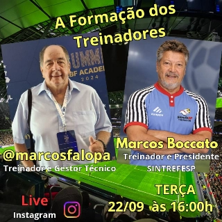 Marcos Boccato, treinador e presidente do SITREFESP &eacute; o convidado de Falopa na live desta ter&ccedil;a-feira