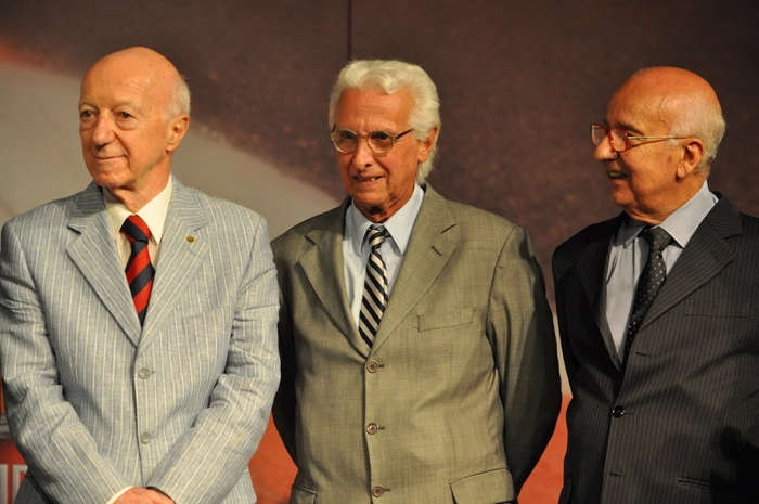 Claudio Carsughi, Chiquinho Lameirão e Bird Clemente em 10 de dezembro de 2012, durante o 16º Capacete de Ouro, no Moinho Eventos, na Mooca, em São Paulo. Foto: Marcos Júnior/Portal TT