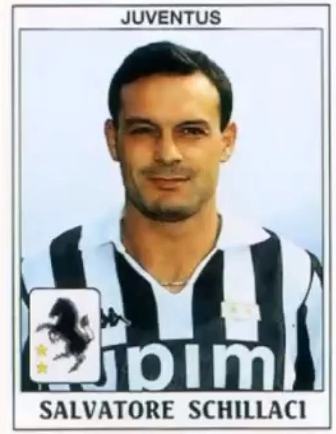 Figurinha de álbum, pela Juventus, clube que defendeu entre 1989 e 1992. Foto: arquivo pessoal de Totò Schillaci