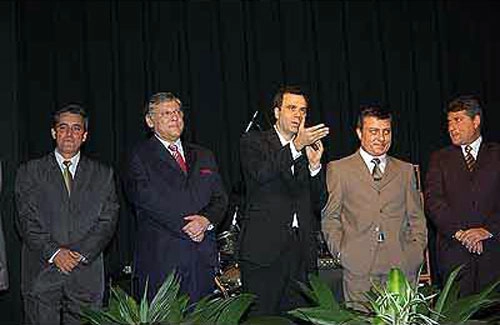 Da esquerda para a direita: Mauro Naves, Milton Neves, Mauro Beting, Paulo Calçade e Cleber Machado.