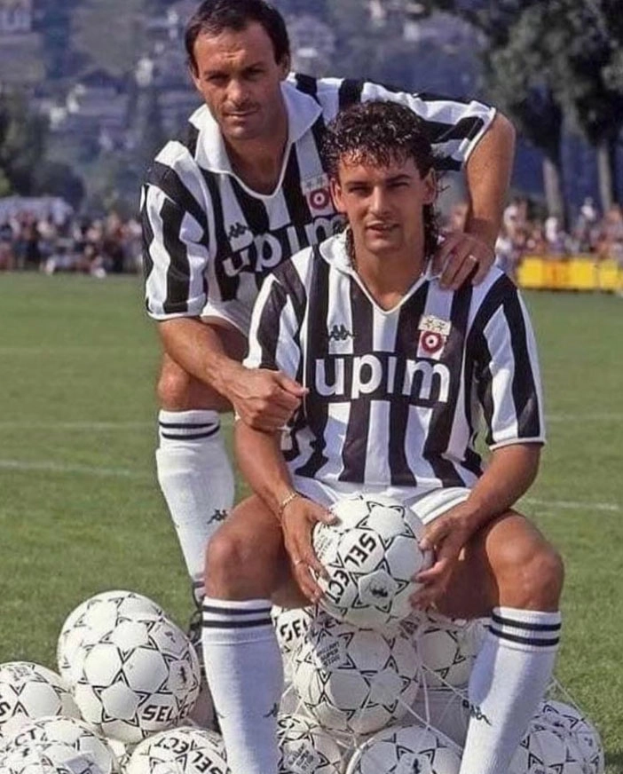 Totò Schillaci e Roberto Baggio. Eles jogaram juntos na Juventus entre 1990 e 1992. Foto: arquivo pessoal de Totò Schillaci