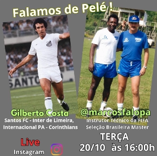 Gilberto Costa estar&aacute; na live de Marcos Falopa; Pel&eacute; ser&aacute; o tema do encontro