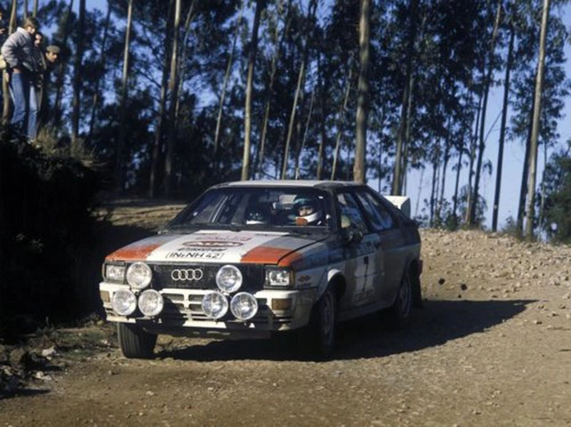 Em 1982, durante prova do Mundial de Rali, com Audi Quattro. Foto: Divulgação