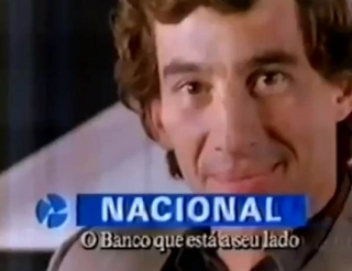O extinto Banco Nacional foi uma das marcas mais presentes na carreira do piloto. Foto: Reprodu&ccedil;&atilde;o