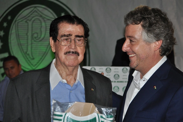 Oberdan Cattani e Paulo Nobre na festa que o Palmeiras promoveu para seus ex-jogadores em 20 de setembro de 2013, no Espaço Armazém, na Vila Leopoldina, zona oeste de São Paulo. Foto: Marcos Júnior/Portal TT