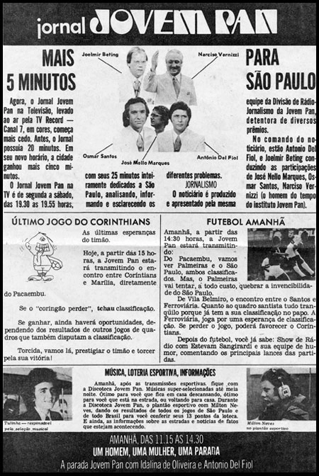 Este anúncio foi publicado no Jornal da Tarde, em 1974.