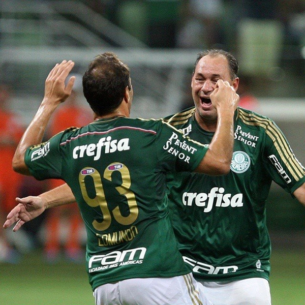 Essa dupla deu muitas alegrias para o Palmeiras. Edmundo e Evair, dois craques e ídolos palmeirenses. Foto de 2014.