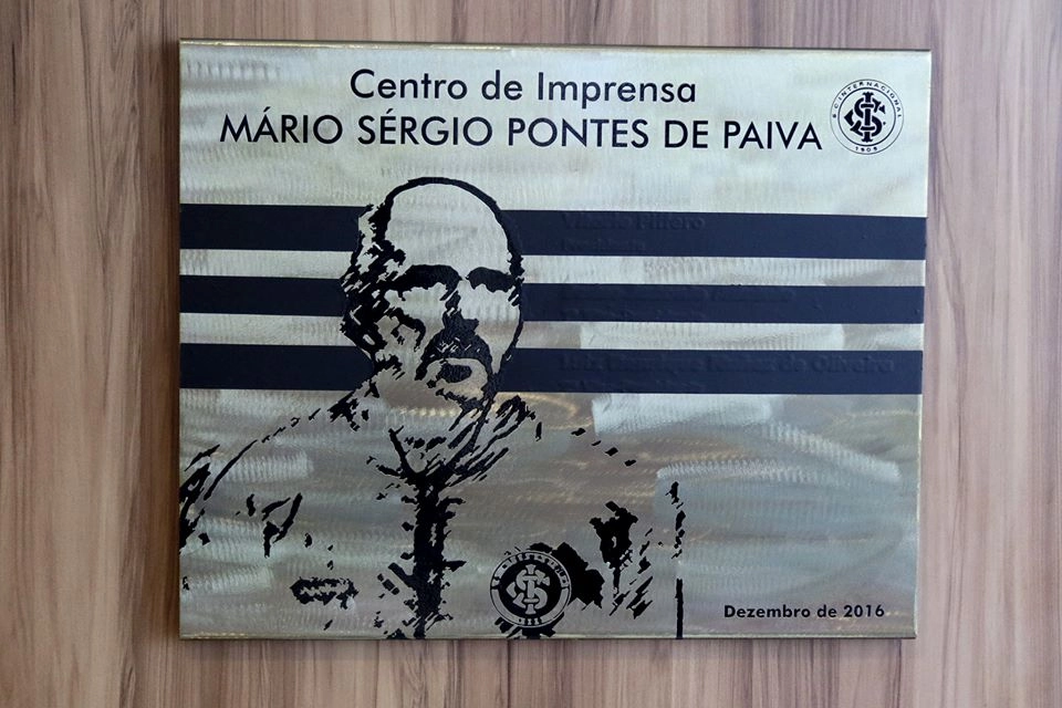 O Internacional batizou de Mário Sérgio Pontes de Paiva o seu Centro de Imprensa, no Beira-Rio, em 22 de dezembro de 2016. Foto: Divulgação