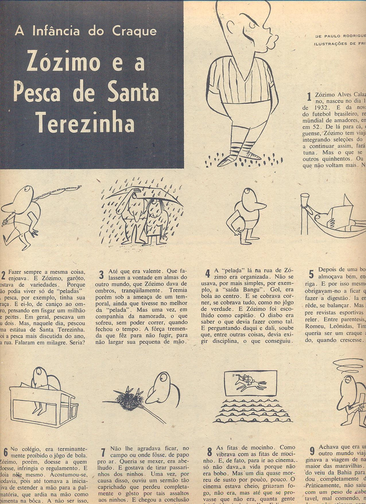 Matéria sobre Zózimo na revista Manchete Esportiva, de 1957. Imagem: reprodução da Manchete Esportiva