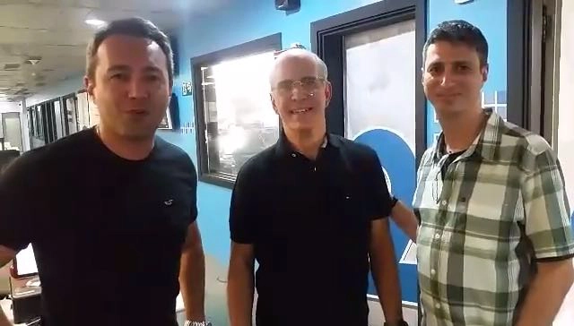 Weber Lima, Mário Sérgio e Rogério Micheletti em 2016 na Rádio Estadão. Foto: arquivo pessoal de Rogério Micheletti