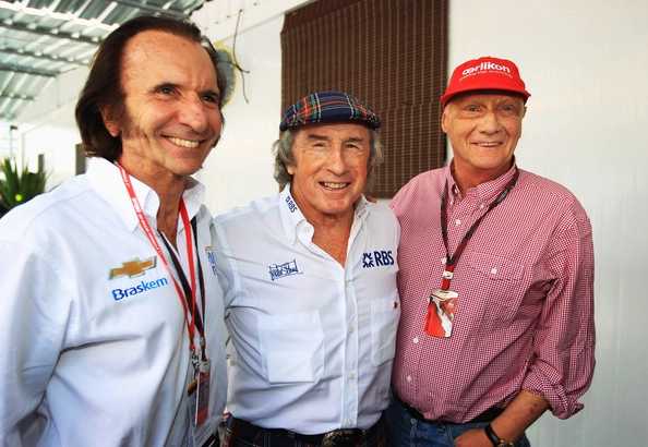 Emerson Fittipaldi, Jackie Stewart e Niki Lauda.Foto: Divulgação
