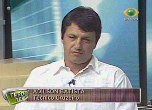 Milton Neves, apresentador do programa Terceiro Tempo, da Rede Bandeirantes de Televisão, recebeu o então técnico do Cruzeiro, Adílson Batista, no dia 27 de abril de 2008.