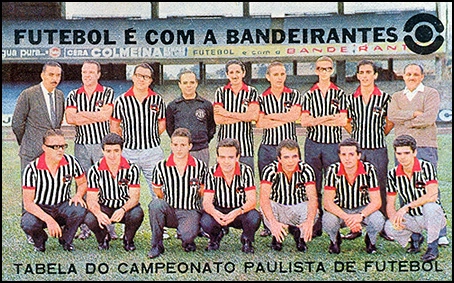 Tabela Paulistão - Em pé: Jaime Madeira, Ennio Rodrigues, Flávio Araújo, Mauro Pinheiro, Fiori Giglioti, Luiz Augusto Maltoni, Domingos Leoni, Fernando Solera e Jorge Mello. Agachados: Borghi Júnior, Luiz Carlos Moreira, José Paulo de Andrade, Osvaldo dos Santos, Alexandre Santos, Carlos Alberto de Castro e Dinamérico Aguiar