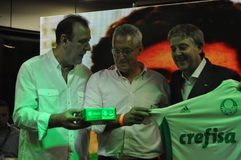 Em 26 de setembro de 2015, na festa de veteranos do Palmeiras, no restaurante do clube. Roberto Silva, Polozzi e Paulo Nobre. Foto: Marcos Júnior/Portal TT