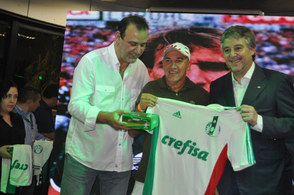 Em 26 de setembro de 2015, na festa de veteranos do Palmeiras, no restaurante do clube. Roberto Silva, Odair e Paulo Nobre. Foto: Marcos Júnior/Portal TT