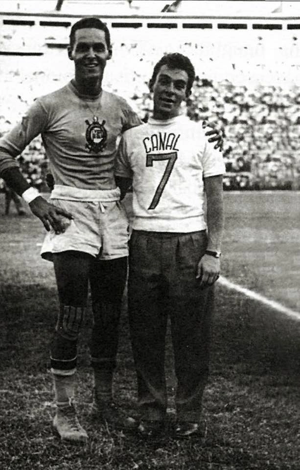 Gylmar dos Santos Neves e Silvio Luiz na década de 1950. Foto: reprodução
