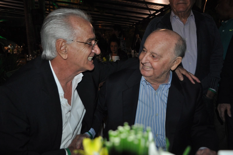 Pio e Rubens Minelli na festa em homenagem aos ex-jogadores do Palmeiras, em 23 de setembro de 2016, no Palestra Itália. Foto: Marcos Júnior Micheletti/Portal TT