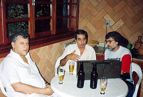 Milton Neves, Benedito Ruy Barbosa e Édson Dino, em Muzambinho (MG), em 1999