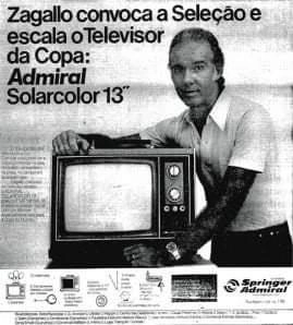 Zagallo foi garoto-propaganda da Springer Admiral no modelo lançado às vésperas da Copa de 1974, na Alemanha. Foto: Reprodução