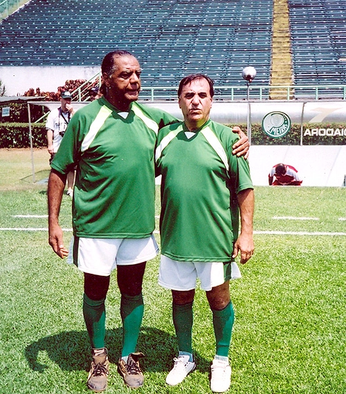 César Maluco e Bentivegna, de volta ao gramado do Palestra Itália, onde o Palmeiras conquistou inúmeras vitórias.


